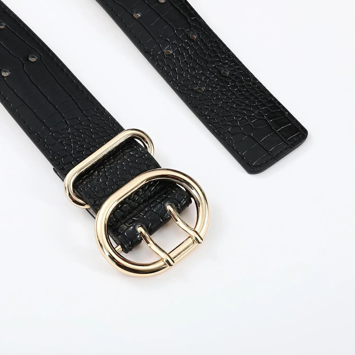 Wide Belts for Women Leather Wide Belts Fashion Thick Black Belt With Gold Buckle Belt for Dresses