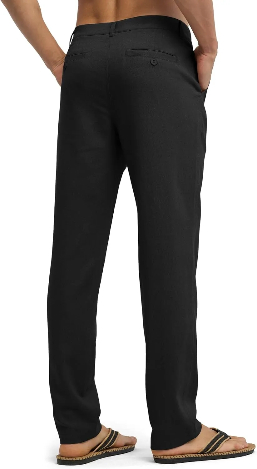 Willit Men's Linen Pants Casual Linen Dress Pants Beach Summer Lightweight Trousers 28" 30" 32"
