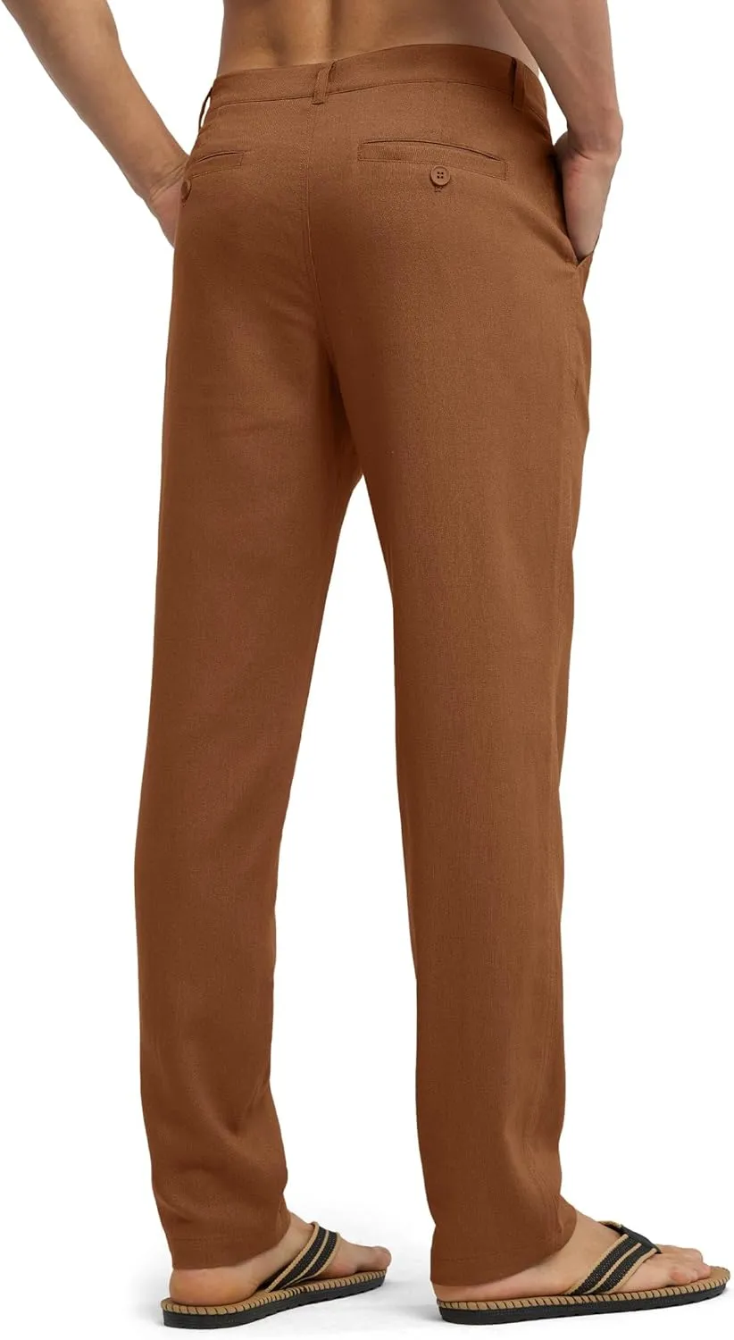 Willit Men's Linen Pants Casual Linen Dress Pants Beach Summer Lightweight Trousers 28" 30" 32"