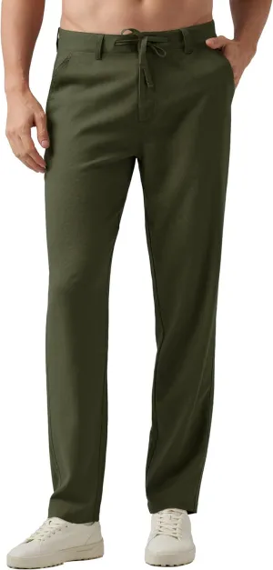 Willit Men's Linen Pants Casual Linen Dress Pants Drawstring Beach Summer Lightweight Trousers 29" 30" 32"