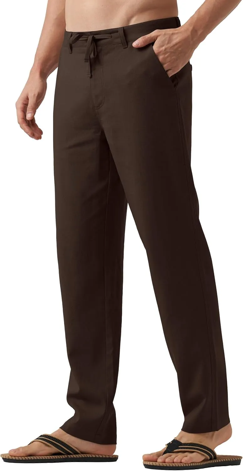 Willit Men's Linen Pants Casual Linen Dress Pants Drawstring Beach Summer Lightweight Trousers 29" 30" 32"