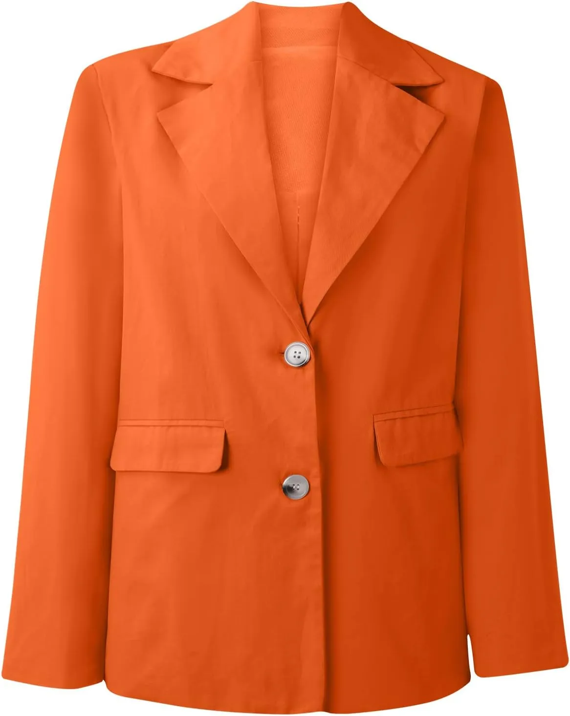 Wkishenl Women Long Sleeve Button Blazers Oversized Solid Notched Lapel Jackets Blazer 2024 Fashion Pocket Work Office Coats