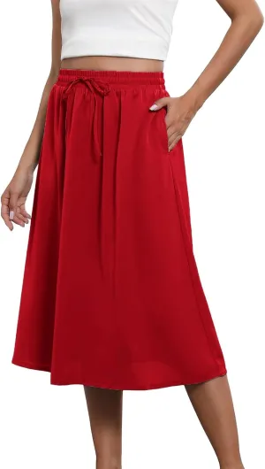 Women Boho Floral Maxi Skirt Elastic High Waist Tiered Pleated Flowy Long Summer Casual Beach Skirt