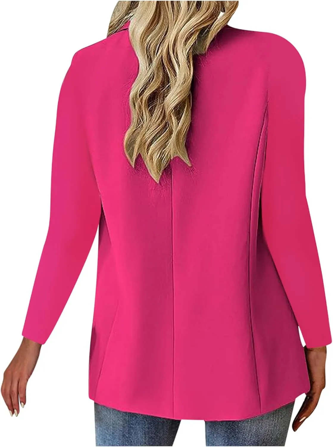 Women Business Casual Blazer With Lined,Professional Work Suit Jacket With Pockets，Long Sleeve Button Open Front