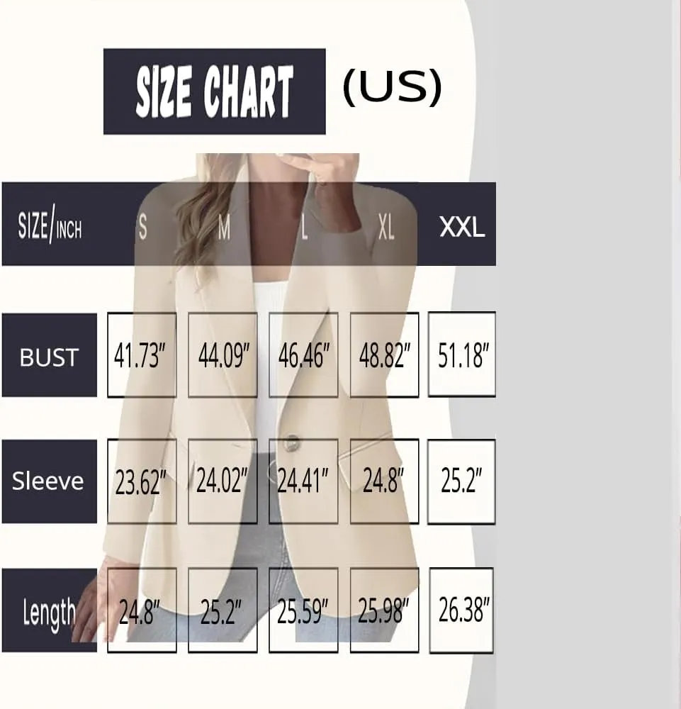 Women Business Casual Blazer With Lined,Professional Work Suit Jacket With Pockets，Long Sleeve Button Open Front