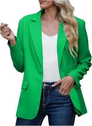Women Business Casual Blazer with Lined,Professional Work Suit Jacket with Pockets，Long Sleeve Button Open Front