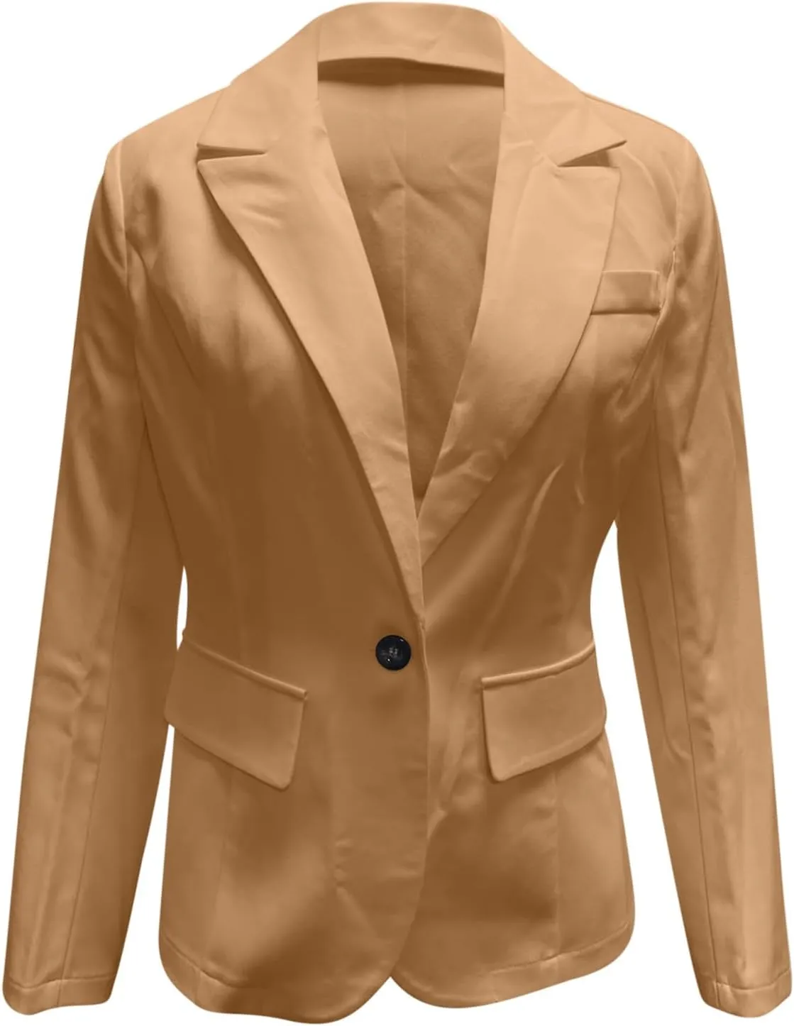 Women Business Casual Blazer With Lined,Professional Work Suit Jacket With Pockets，Long Sleeve Button Open Front