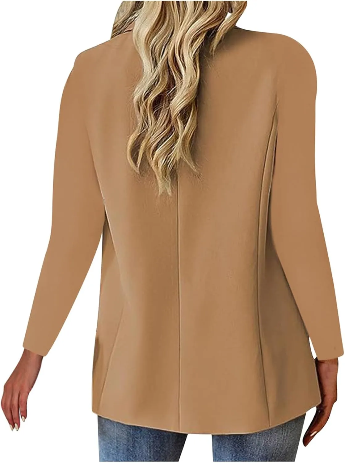 Women Business Casual Blazer With Lined,Professional Work Suit Jacket With Pockets，Long Sleeve Button Open Front