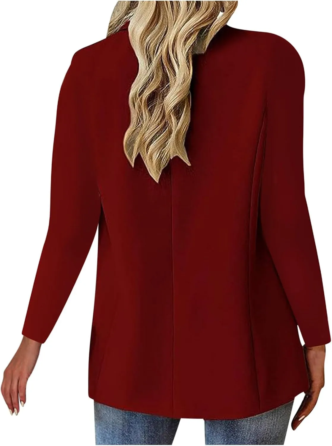 Women Business Casual Blazer With Lined,Professional Work Suit Jacket With Pockets，Long Sleeve Button Open Front