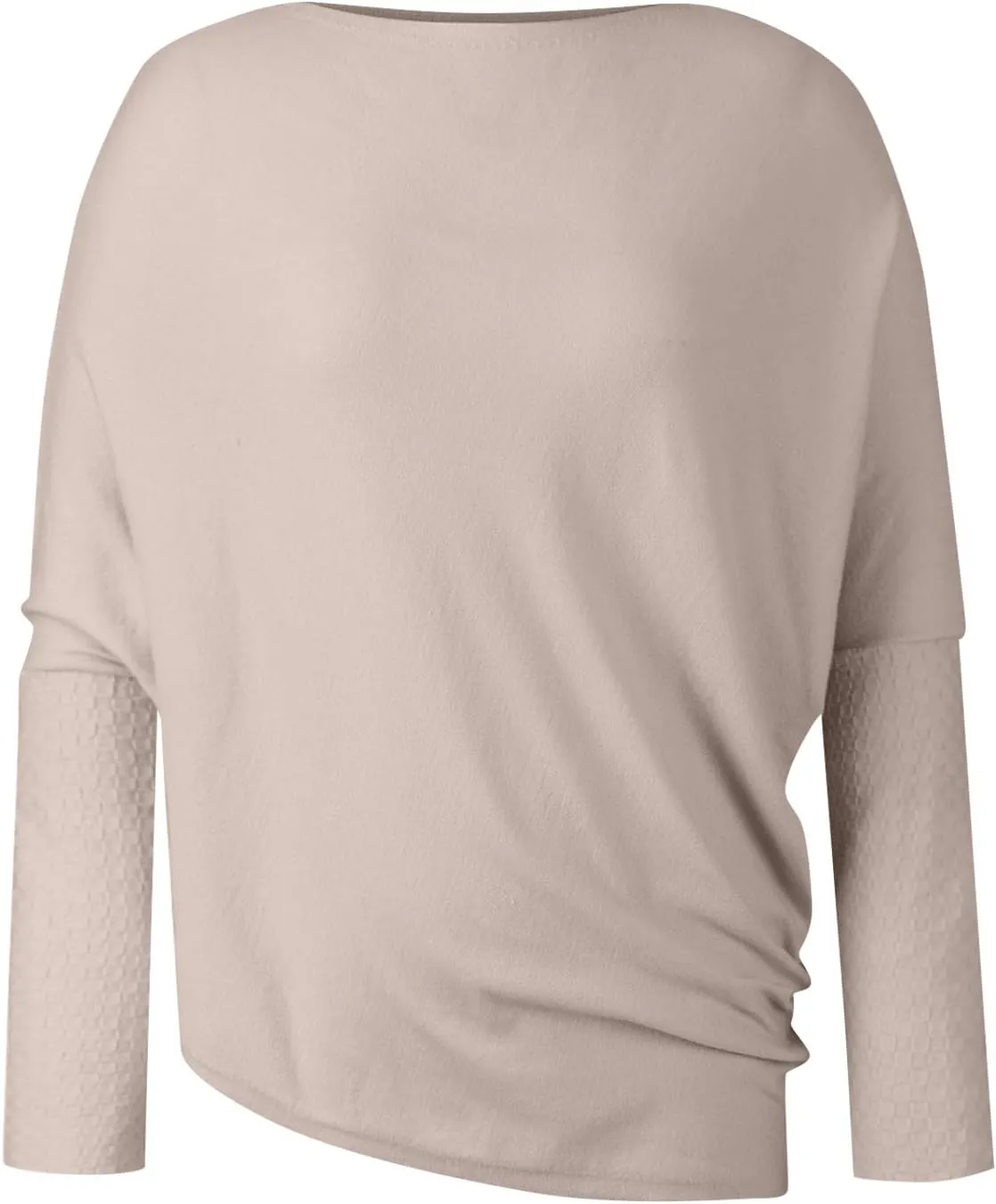 Womens Asymmetric Draped Jumper Long Batwing Sleeve Boat Neck Off The Shoulder Tunic Knit Winter Pullover Sweaters
