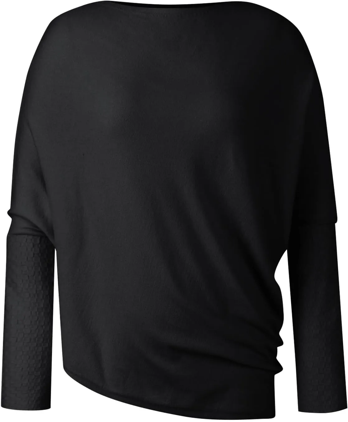 Womens Asymmetric Draped Jumper Long Batwing Sleeve Boat Neck Off The Shoulder Tunic Knit Winter Pullover Sweaters