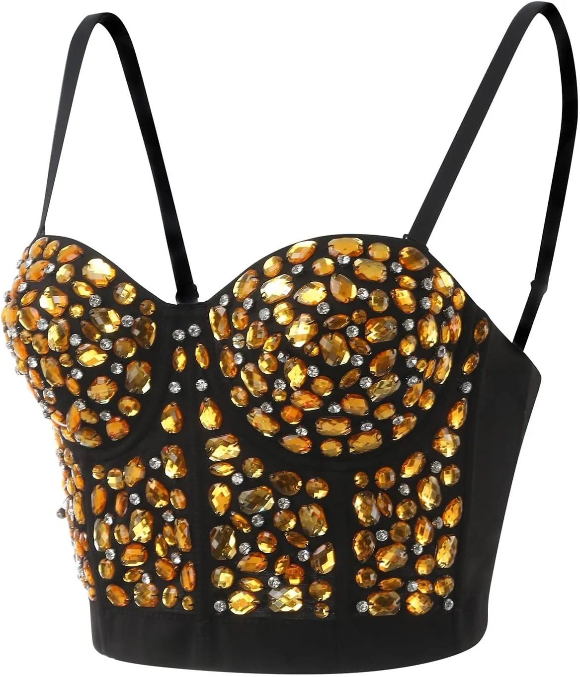 Women's Bustier Rhinestone Diamond Tank Push Up Bustier Brilliant Diamond Shiny Cami Bodysuit Beaded Sequins Sexy Top