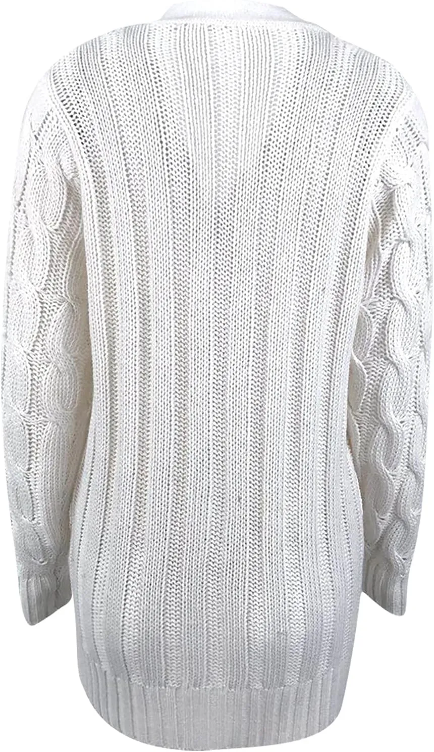 Womens Cable Knit Cotton Cardigan Sweaters Button V Neck Open Front Midi Sweater Jacket Winter Chunky Sweater Coat