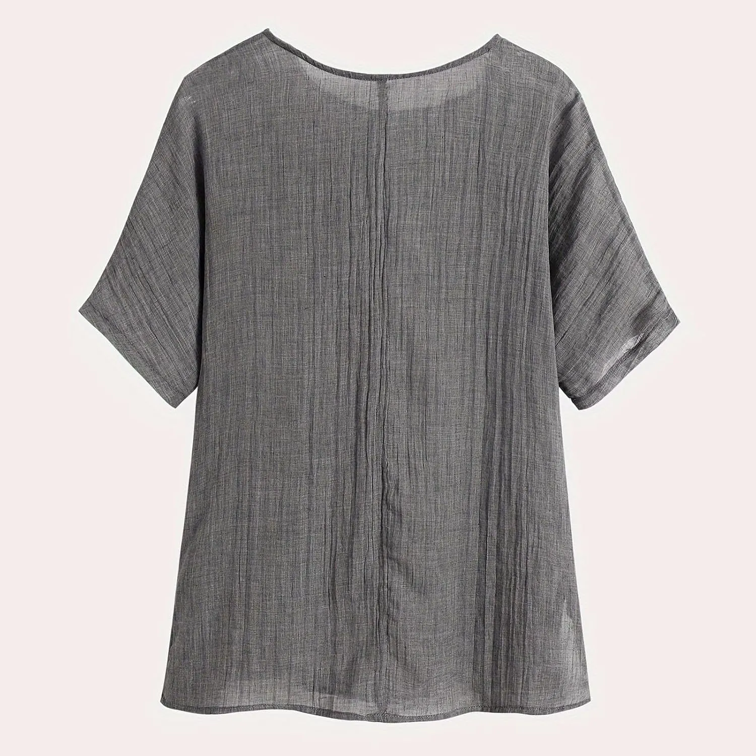 Women's Casual Summer Tops Cotton Linen Short Sleeve Shirts Fashion Print Round Neck T Shirt Loose Blouses