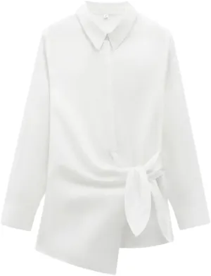 Women's Elegant Shirts Blouses Long Sleeve Lace-Up Tops Office Tops