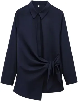Women's Elegant Shirts Blouses Long Sleeve Lace-Up Tops Office Tops