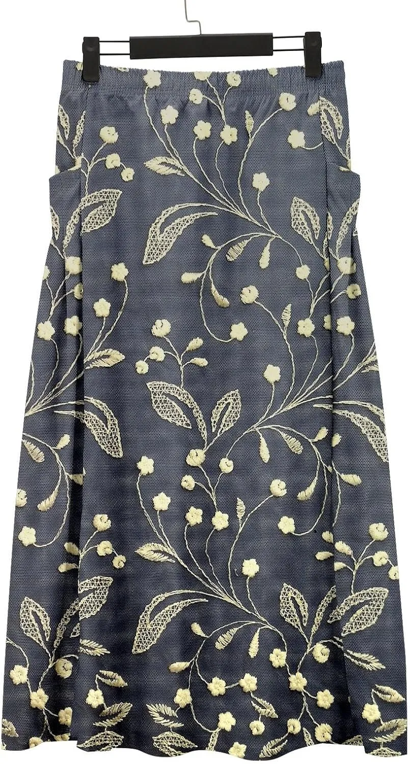 Womens Floral Boho Maxi Skirt Elastic High Waist Tiered Pleated Flowy Long Summer Casual Beach Skirt