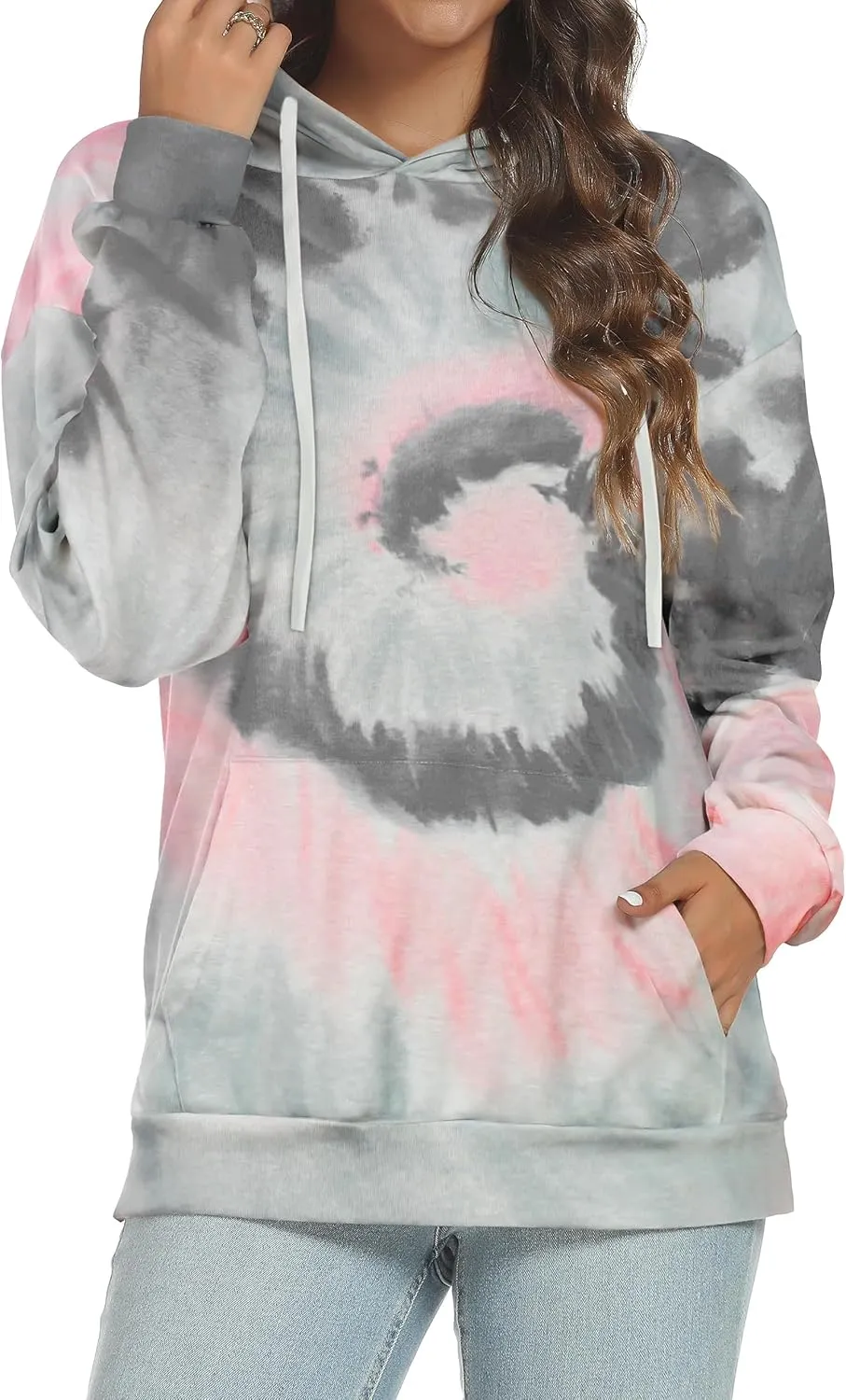 Women's Hoodies Long Sleeve Sweatshirts Drawstring Pullover Tops with Pocket Casual Loose Blouses Tunic