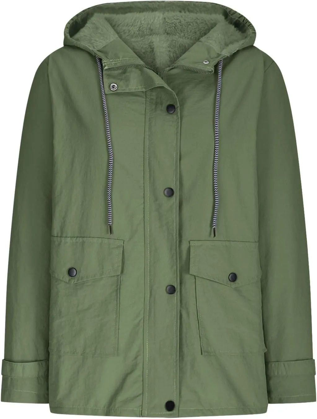 Women's Lightweight Waterproof Fleece Lined Hooded Softshell Rain Jacket, Outdoor Warm Windbreaker Long Coat
