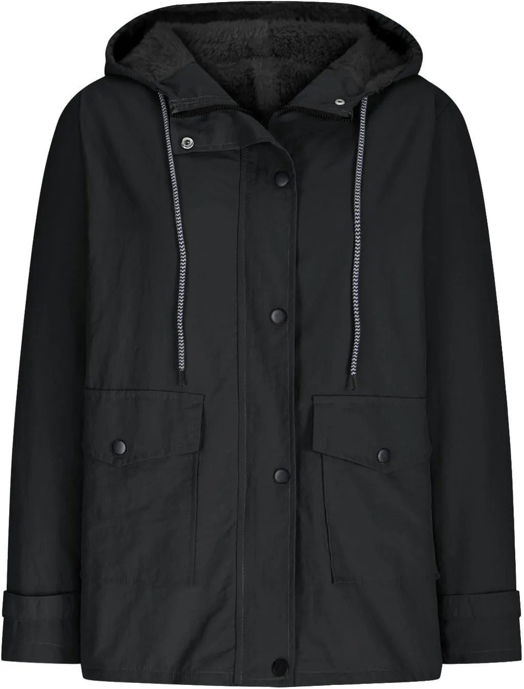 Women's Lightweight Waterproof Fleece Lined Hooded Softshell Rain Jacket, Outdoor Warm Windbreaker Long Coat