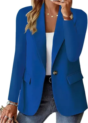 Women's Long Sleeve Casual Blazers Lapel Open Front Jackets Work Office Blazer Summer Lightweight Outwear with Pockets