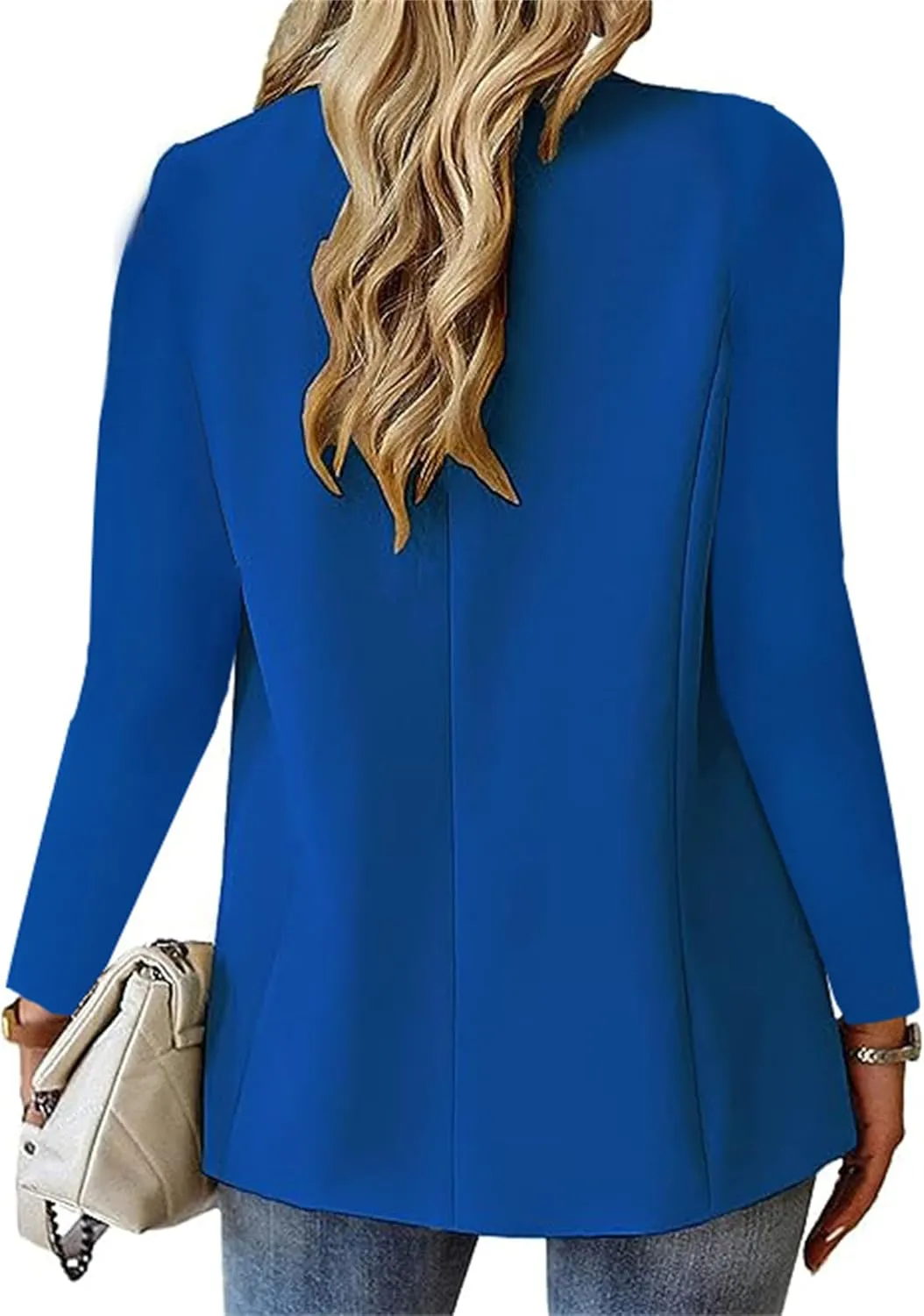 Women's Long Sleeve Casual Blazers Lapel Open Front Jackets Work Office Blazer Summer Lightweight Outwear with Pockets