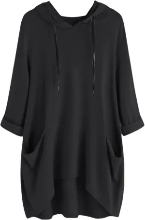Women's Long-Sleeve Hooded Mini Sweatshirt Dress Oversized Sweatshirts with Pocket Hoodies Pullover Fall Outfits 2024