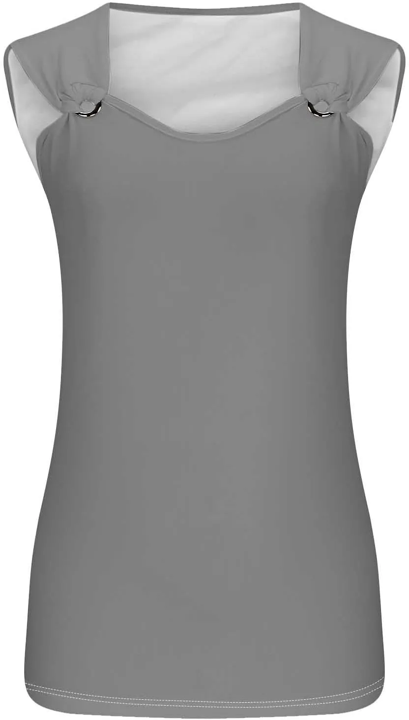 Womens O-Ring Shoulder Tank Tops 2025 Summer T Shirts Scoop Neck Sleeveless Casual Loose Blouses
