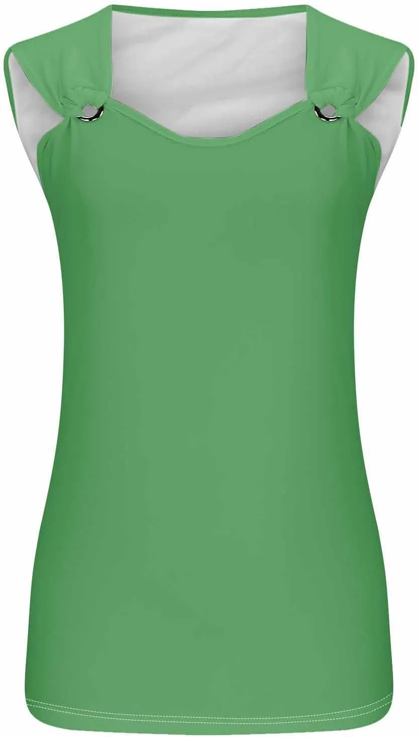 Womens O-Ring Shoulder Tank Tops 2025 Summer T Shirts Scoop Neck Sleeveless Casual Loose Blouses