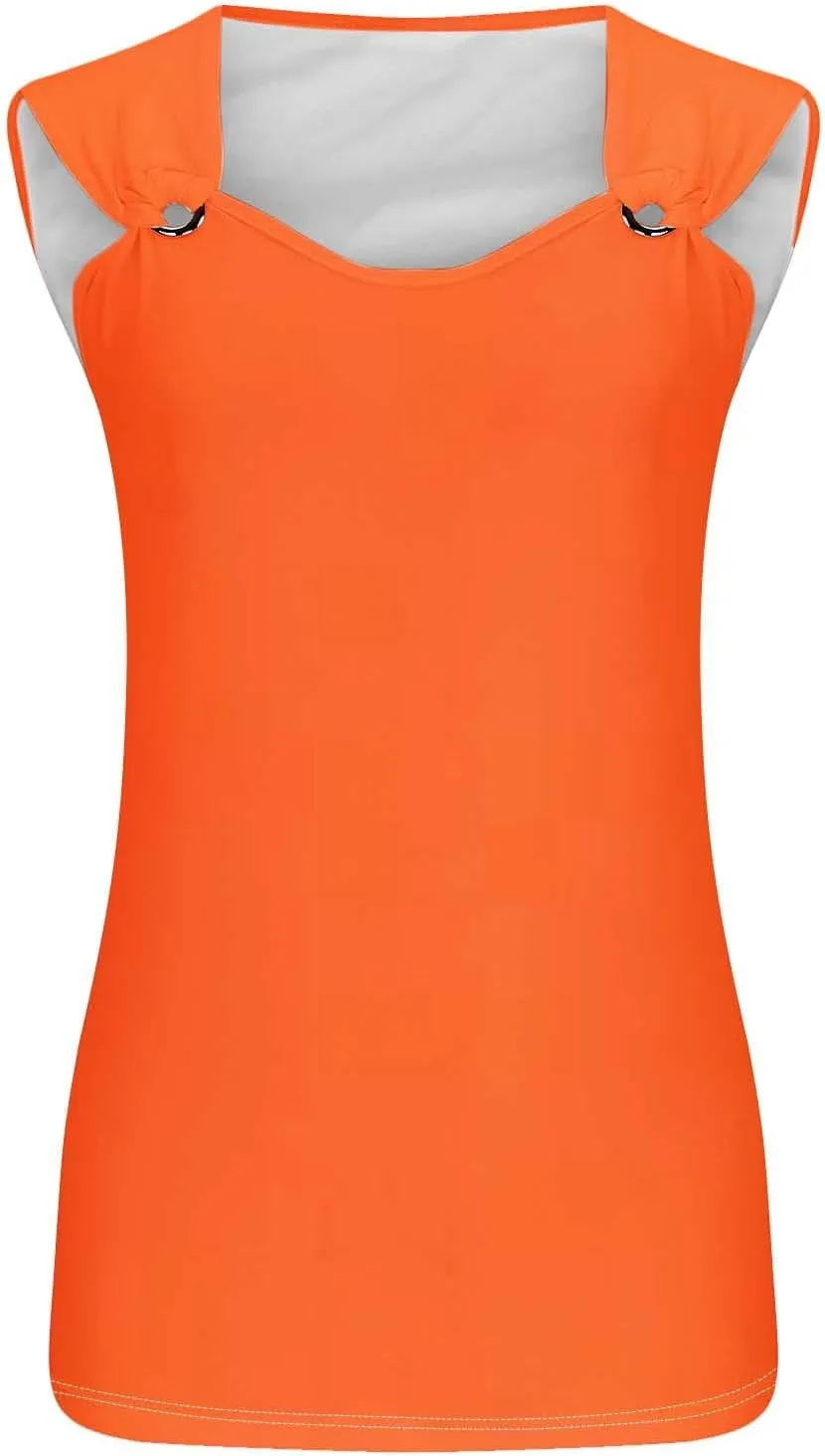 Womens O-Ring Shoulder Tank Tops 2025 Summer T Shirts Scoop Neck Sleeveless Casual Loose Blouses