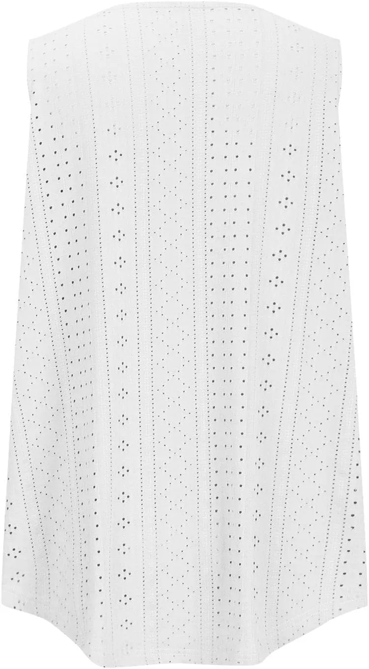 Women's Plus Size Eyelet Tees Tank Tops Cold Shoulder Casual Blouses Boho Style Relaxed Tops Trendy 2025 T Shirts