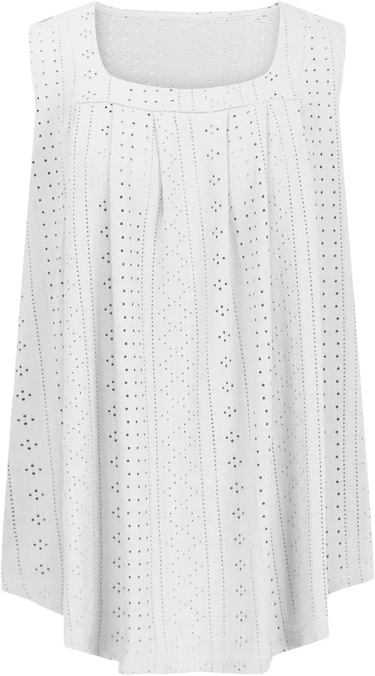 Women's Plus Size Eyelet Tees Tank Tops Cold Shoulder Casual Blouses Boho Style Relaxed Tops Trendy 2025 T Shirts