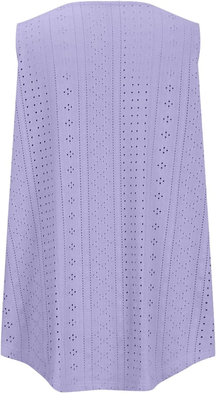 Women's Plus Size Eyelet Tees Tank Tops Cold Shoulder Casual Blouses Boho Style Relaxed Tops Trendy 2025 T Shirts