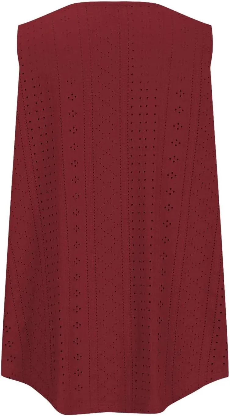 Women's Plus Size Eyelet Tees Tank Tops Cold Shoulder Casual Blouses Boho Style Relaxed Tops Trendy 2025 T Shirts