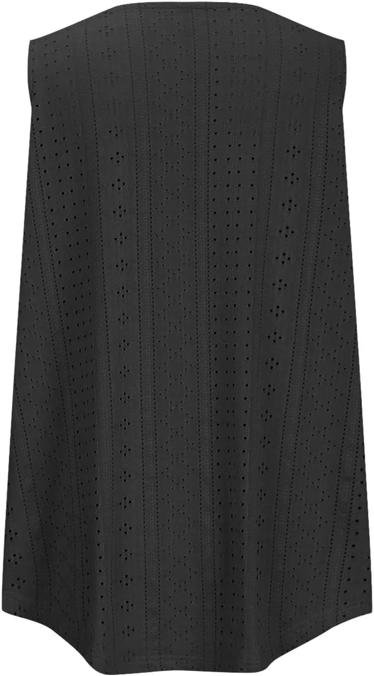 Women's Plus Size Eyelet Tees Tank Tops Cold Shoulder Casual Blouses Boho Style Relaxed Tops Trendy 2025 T Shirts