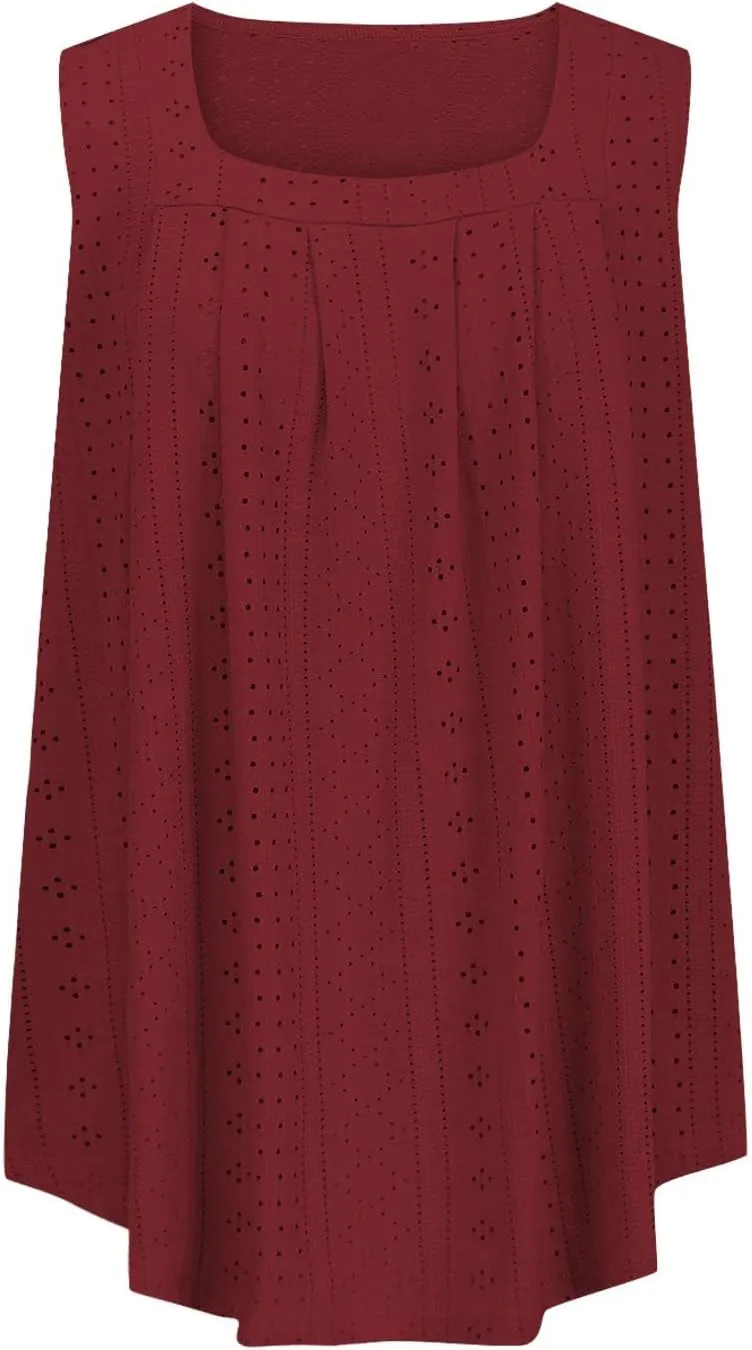 Women's Plus Size Eyelet Tees Tank Tops Cold Shoulder Casual Blouses Boho Style Relaxed Tops Trendy 2025 T Shirts