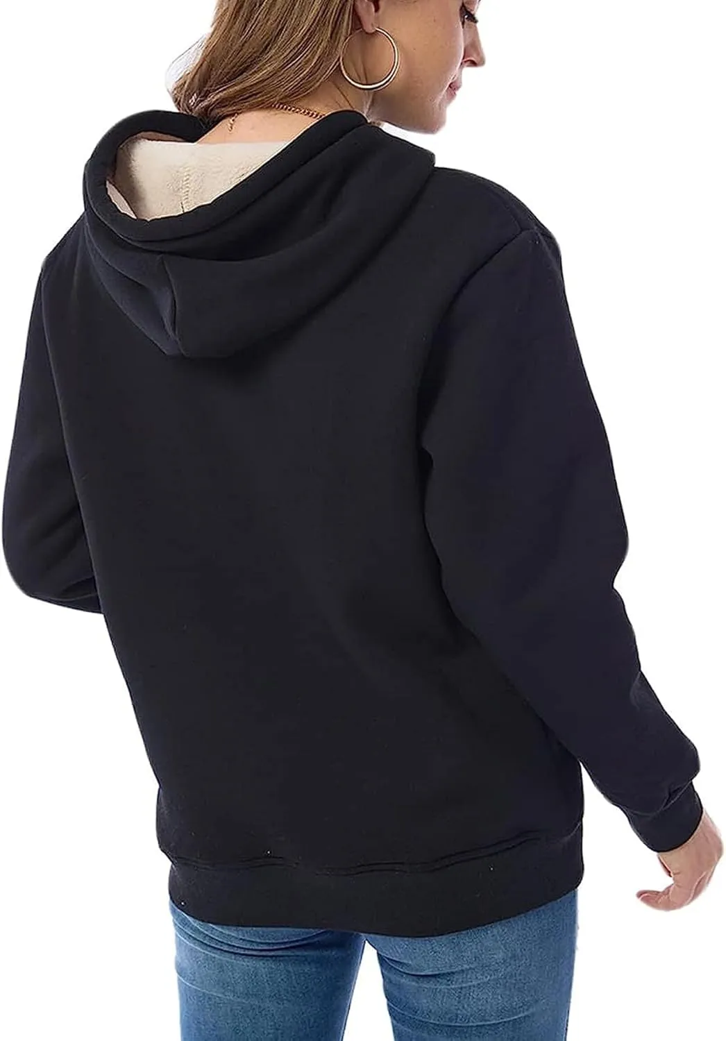 Women's Sherpa Lined Pullover Sweatshirts Fleece Hoodies Kangaroo Hooded Pocket for Women