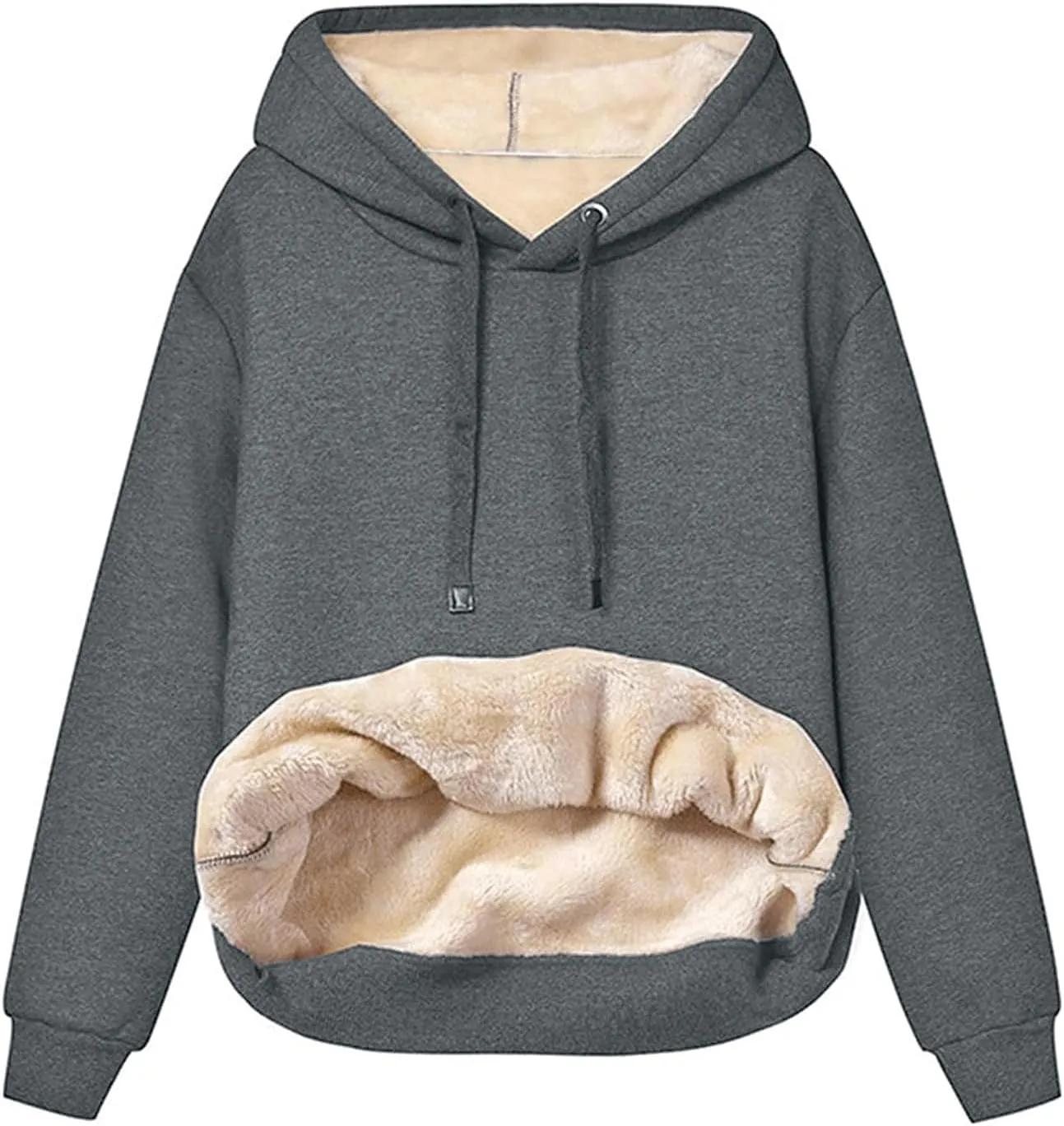 Women's Sherpa Lined Pullover Sweatshirts Fleece Hoodies Kangaroo Hooded Pocket for Women