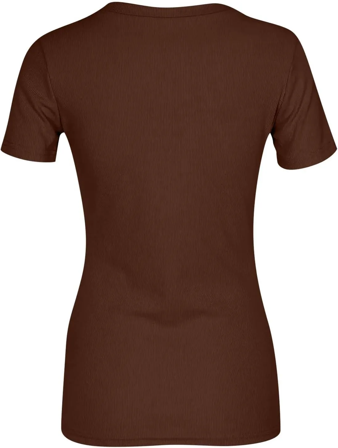 Womens Short Sleeve Tops Stretch Crewneck Ribbed T-Shirt Slim Fit Casual Summer Basic Tees