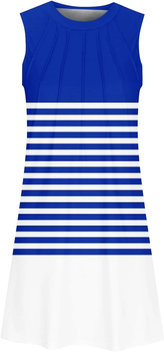 Women's Summer Casual U Neck Printed Sleeveless Dresses Fashion