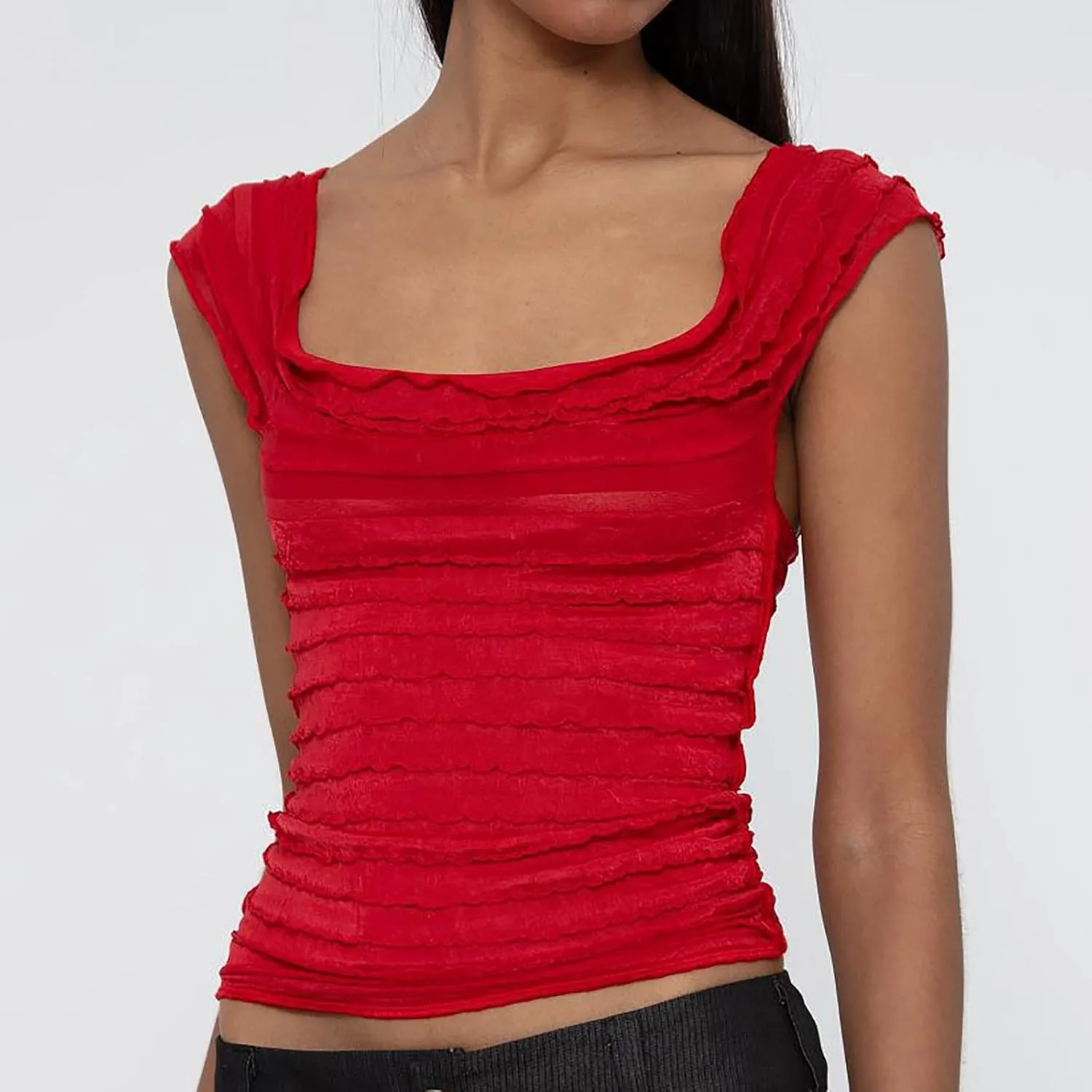 Women's Summer Crop Tops Sleeveless Smocked Shirts Solid Color Sexy Backless Going Out Tank Tee Trendy Y2K Outfits