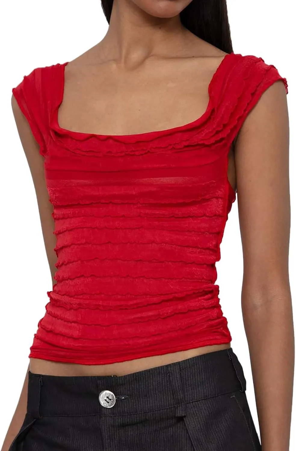 Women's Summer Crop Tops Sleeveless Smocked Shirts Solid Color Sexy Backless Going Out Tank Tee Trendy Y2K Outfits