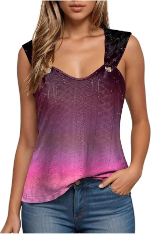 Womens Tank Tops Loose Fit 2025 Trendy Summer V Neck Sleeveless T Shirts Spring Clothes Casual Loose Blouses