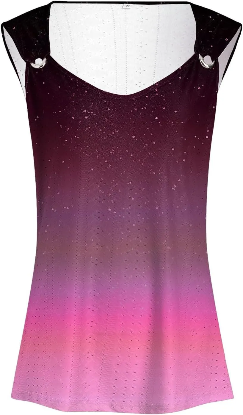 Womens Tank Tops Loose Fit 2025 Trendy Summer V Neck Sleeveless T Shirts Spring Clothes Casual Loose Blouses