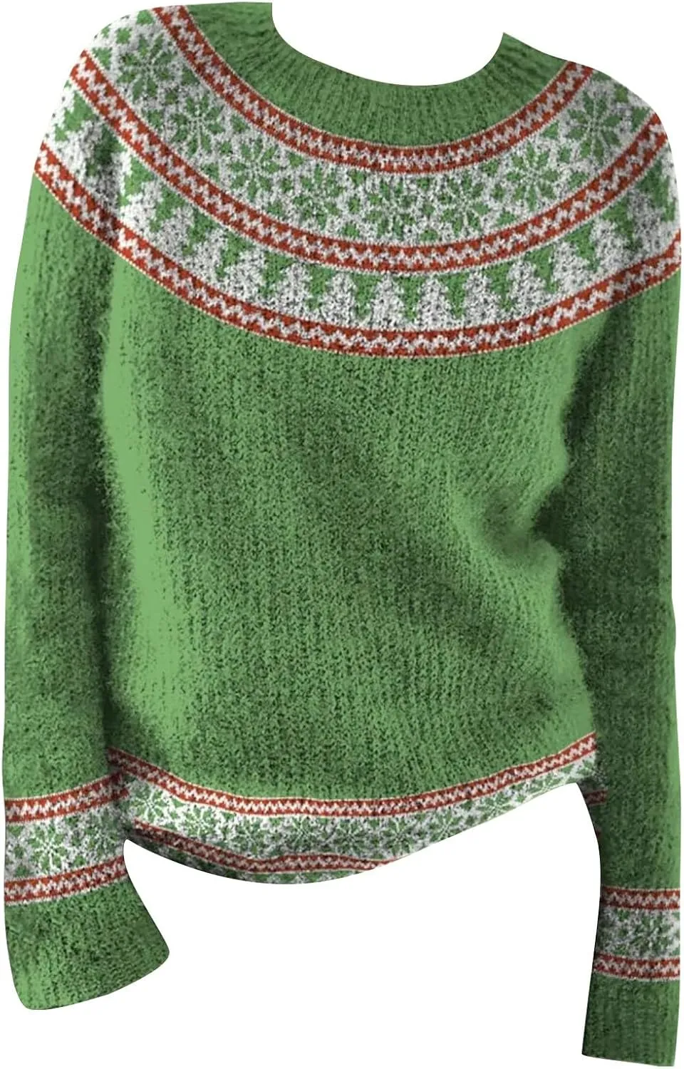 Womens Valentines Day Knitted Fair Isle Print Retro Sweater Long Sleeve Crewneck Sweater Fall Sweaters for Women 2024