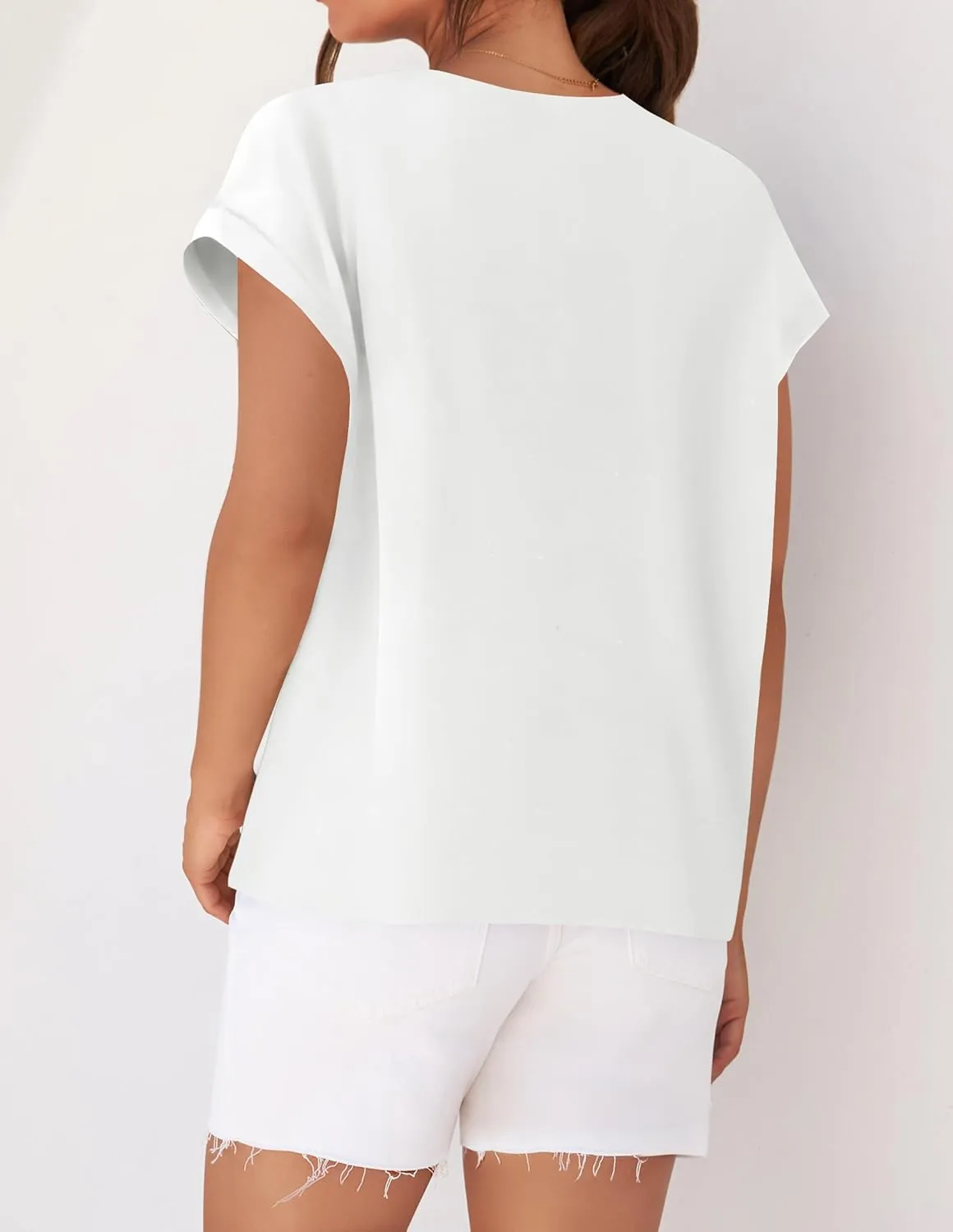 ZESICA Womens Summer Cap Sleeve Crewneck Tops Casual Loose Striped T-Shirts Basic Tees
